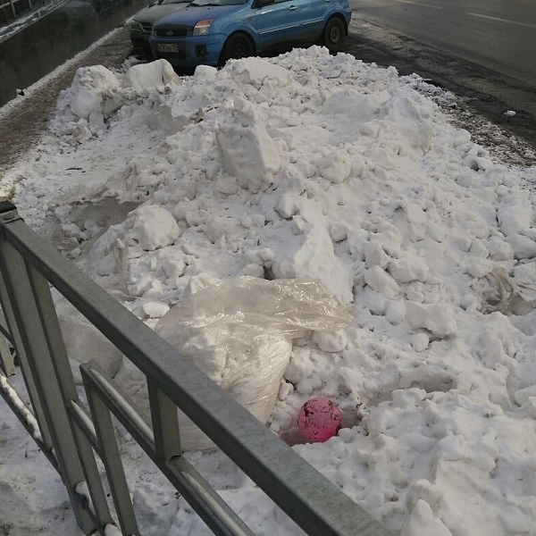 К приезду Путина в Красноярск город завалили мешками со снегом и срубленными елками 